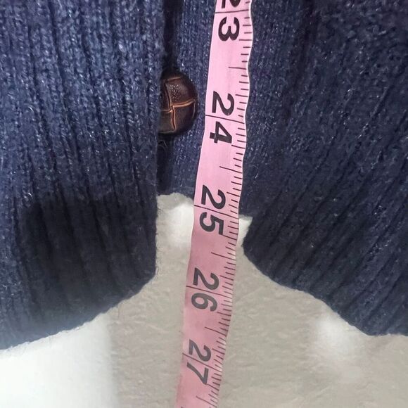 H&M L.O.G.G. Navy Blue Multicolor nordic sweater cardigan Sz S Grandpa Patch Elb - Picture 9 of 10